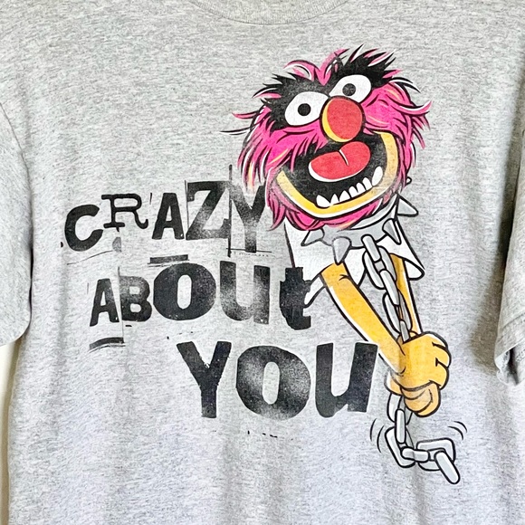The Muppets Animal Crazy About You Graphic Gray T Shirt Adult size Large - Picture 3 of 5
